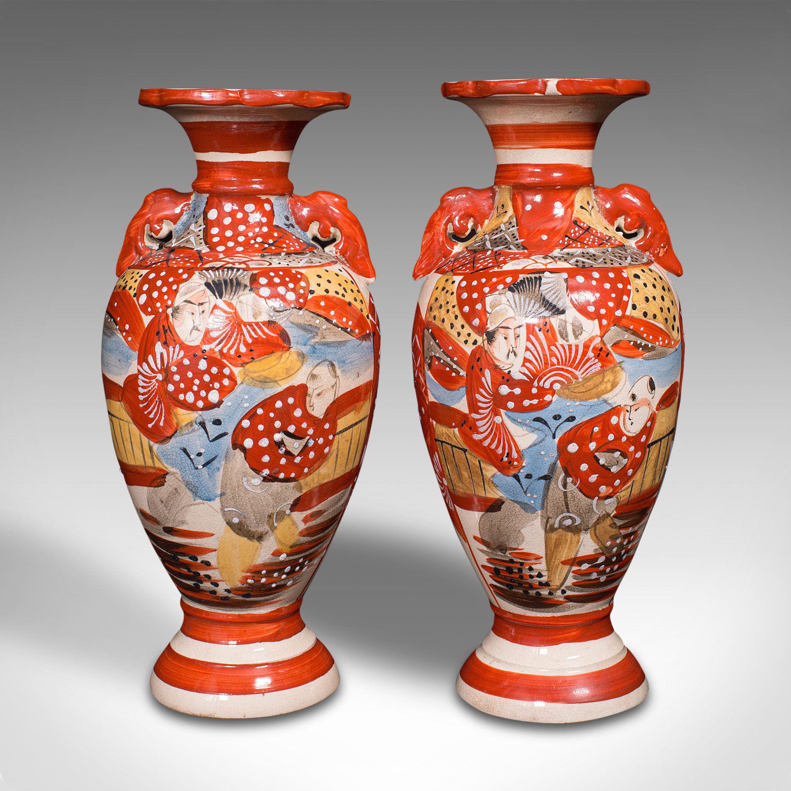 Pair Of Antique Imari Vases, Japanese, Hand Painted, Meiji, C.1900 photo furniture