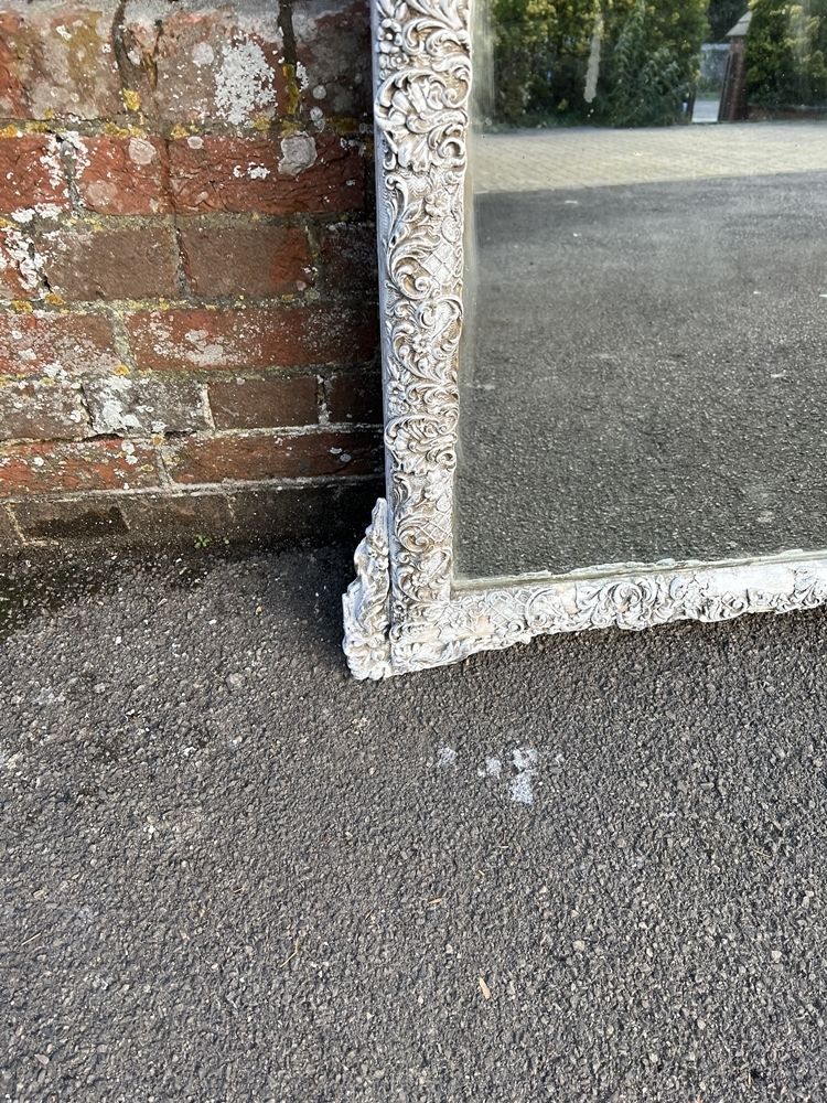 A Wonderful Large Antique French 19th Century Carved Wood & Gesso Slightly Distressed Painted Mirror photo for sale