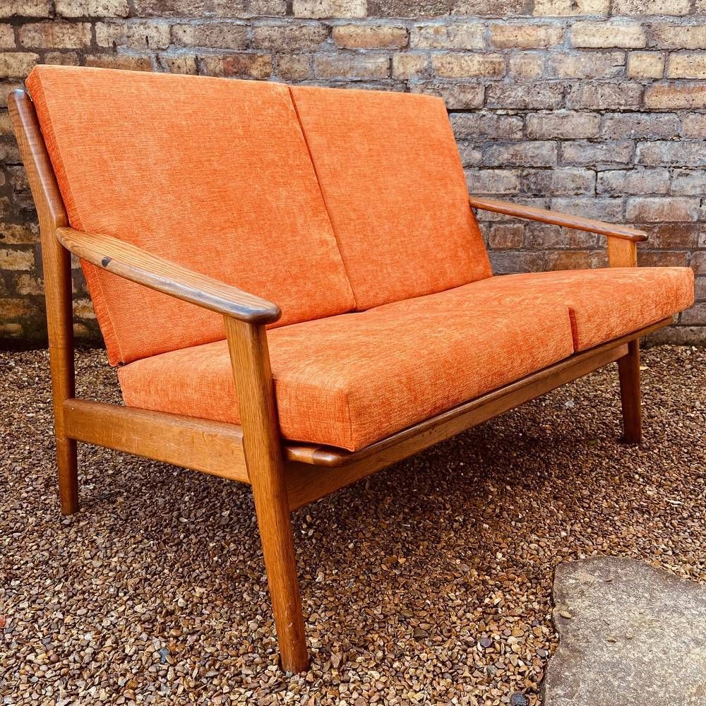 Danish Fdb Poul Volther Model J56 Two Seater Sofa