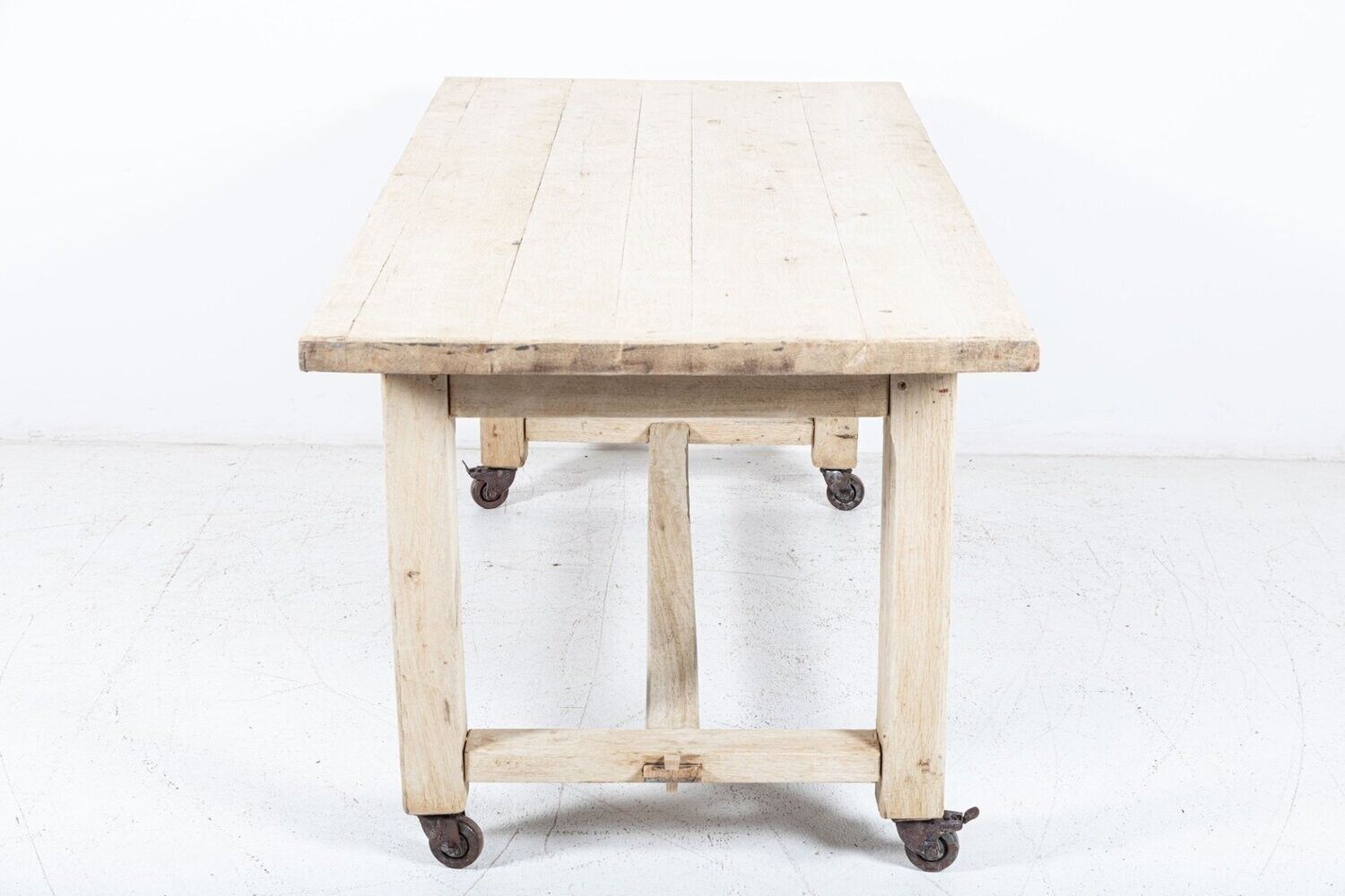 French Bleached Oak Table On Castors photo vinterior