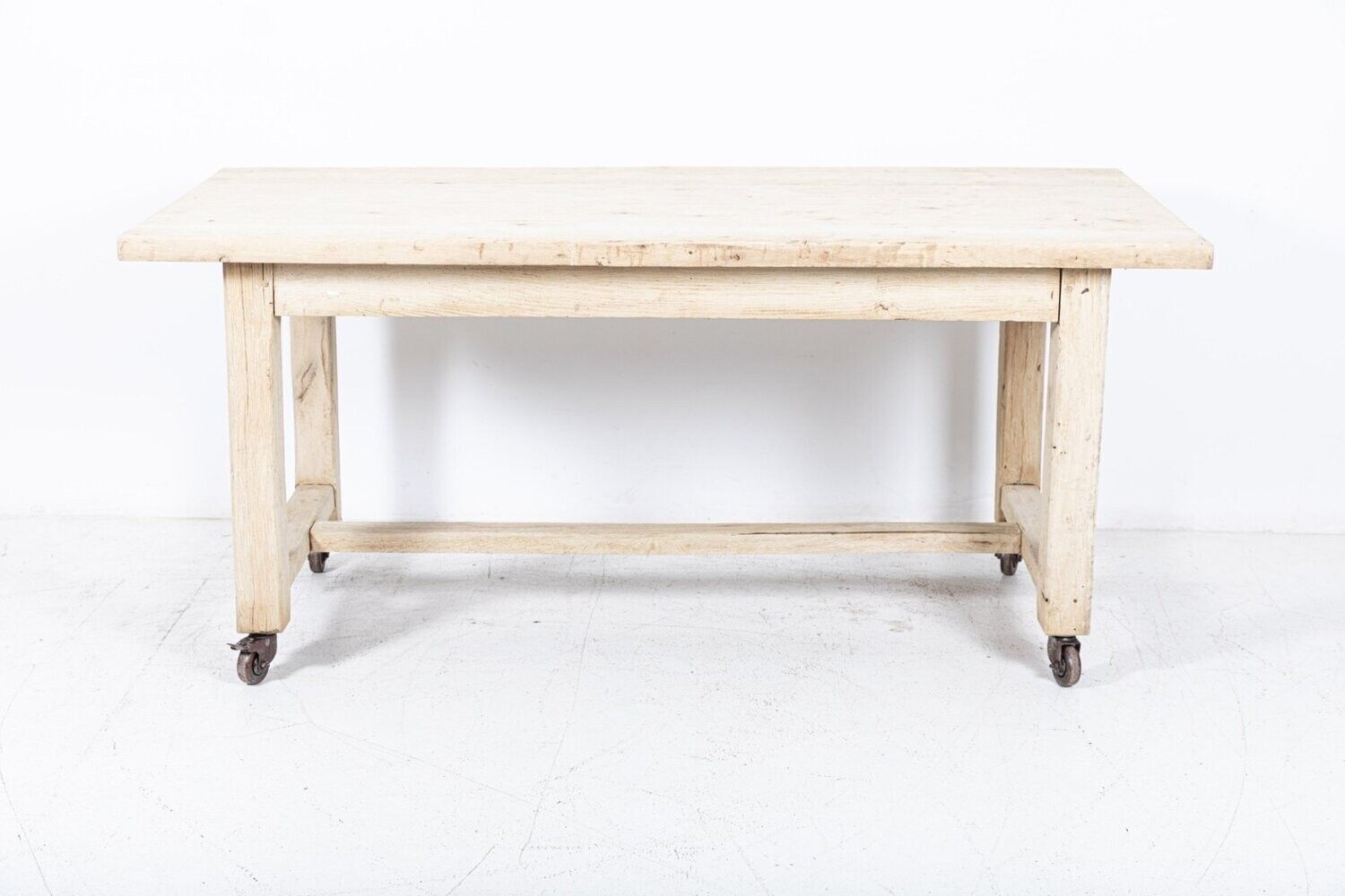 French Bleached Oak Table On Castors photo buy