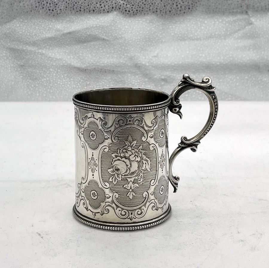 Victorian Sterling Silver Christening Mug London 1857 Richard Martin & Ebenezer Hall photo furniture