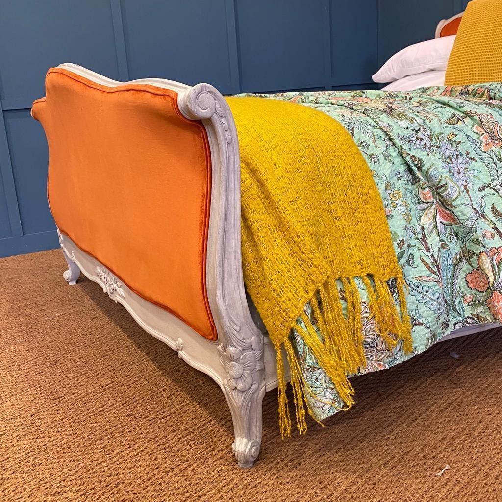 Double   Antique French Upholstered Bed photo for sale
