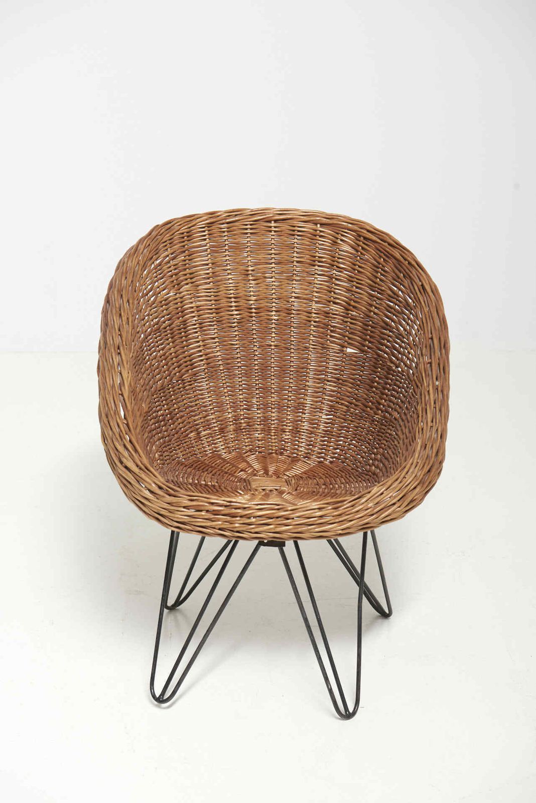 A Rattan Children Chair With Hairpin Legs, Netherlands   1950's photo furniture