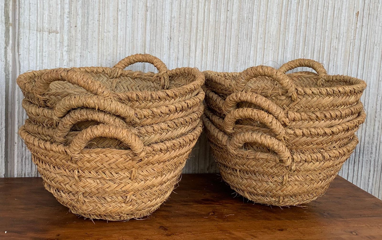 Set Of 8 Spanish Woven Wicker Olive Grape Harvest Basket photo Home Decor