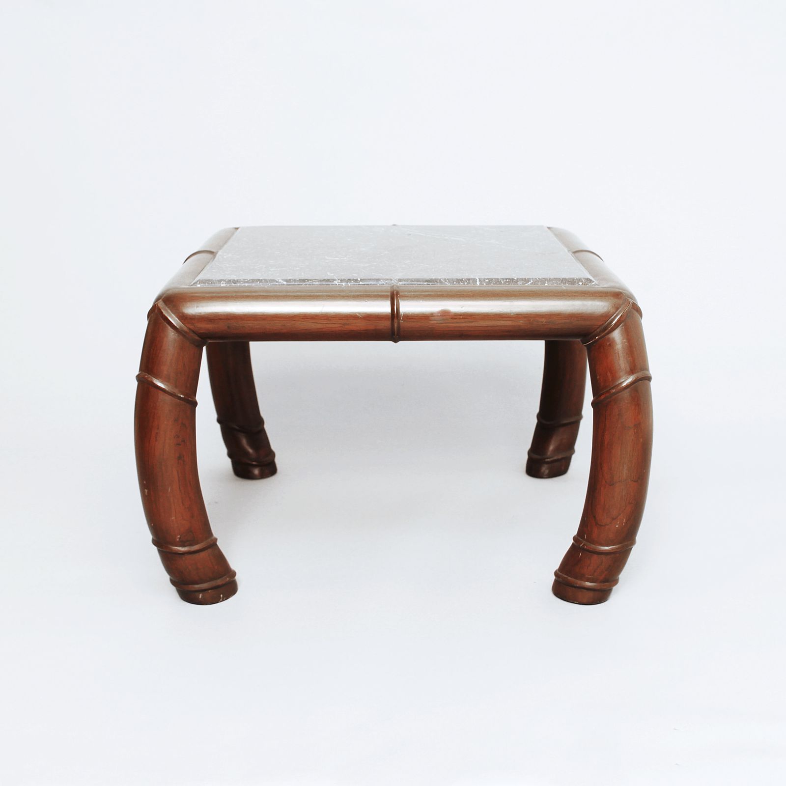 2 Faux Bamboo Grey Marble Side Coffee Tables Mid Century Hollywood Regency photo 755.0