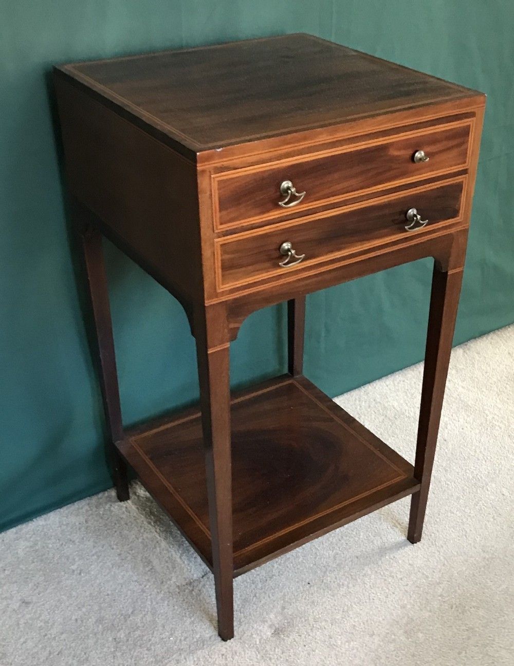 Mahogany Inlaid Sidetable, Sewing Table, Circa 1880 photo furniture