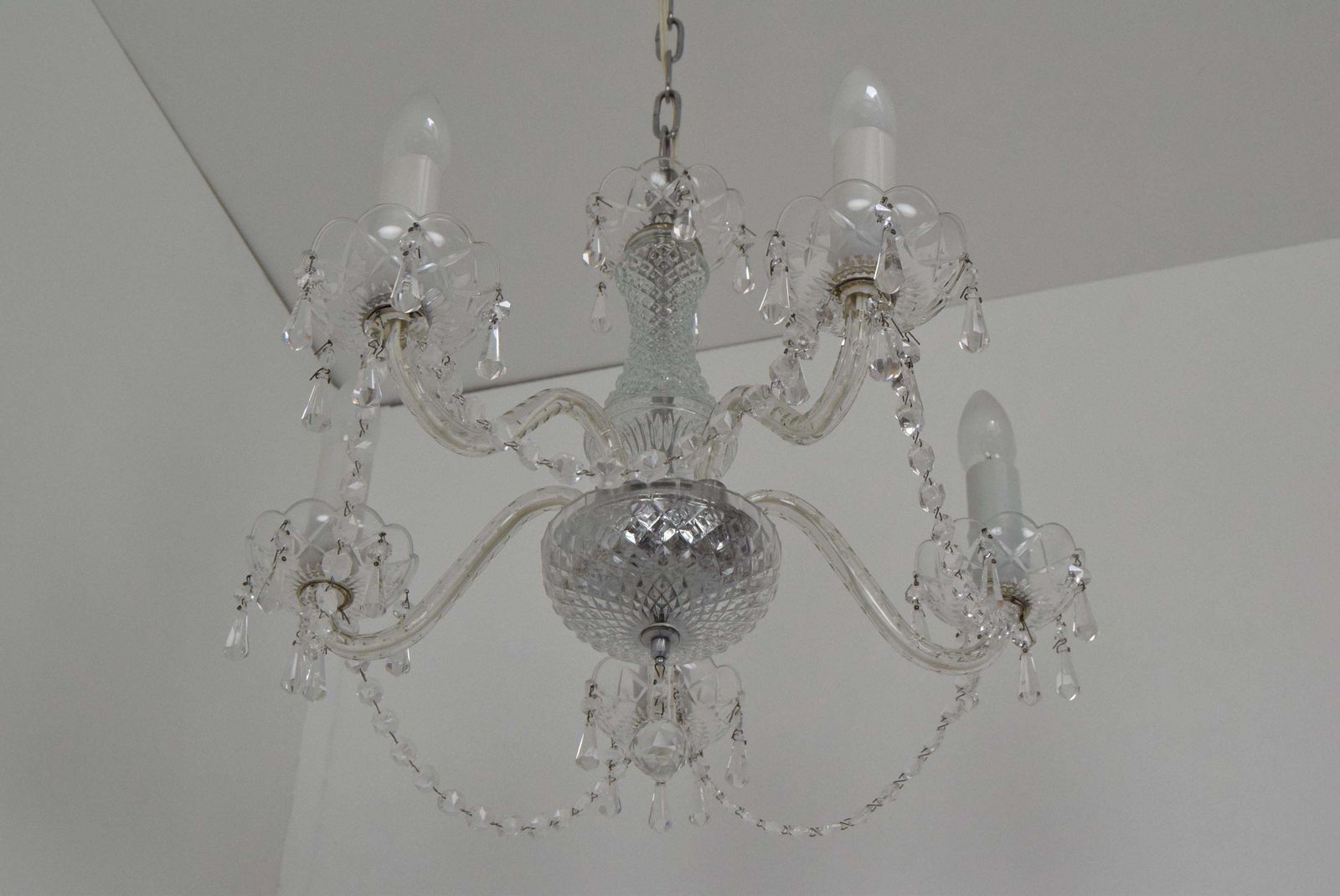photo for sale Mid Century Crystal Glass Chandelier By Kamenicky Senov,1960's.