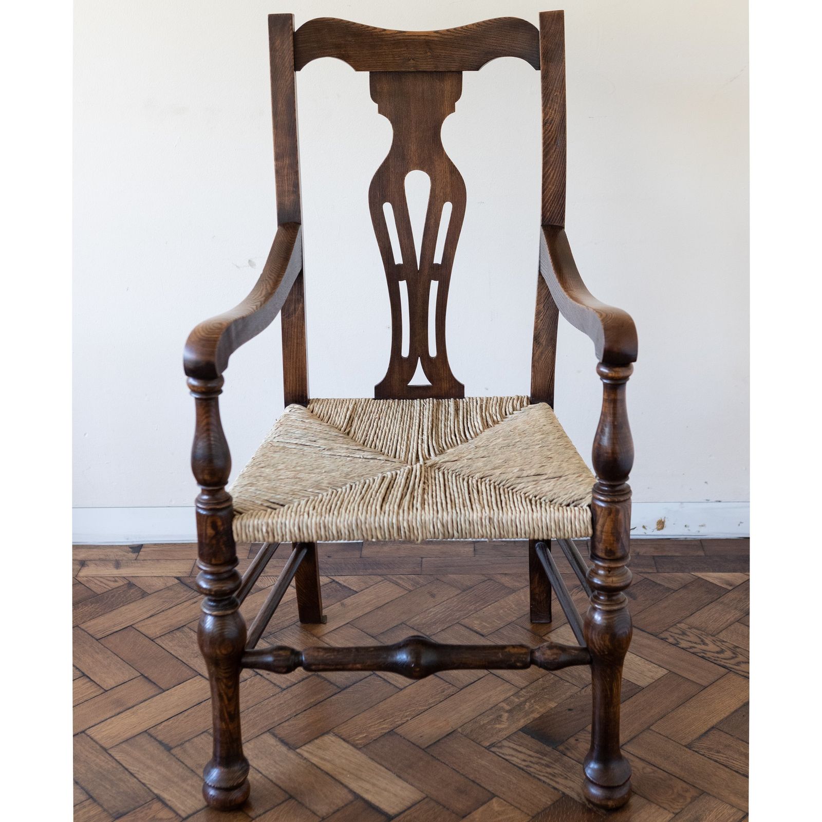 photo for sale Set Of 10 Antique Carver Arm Chairs With Rush Seats
