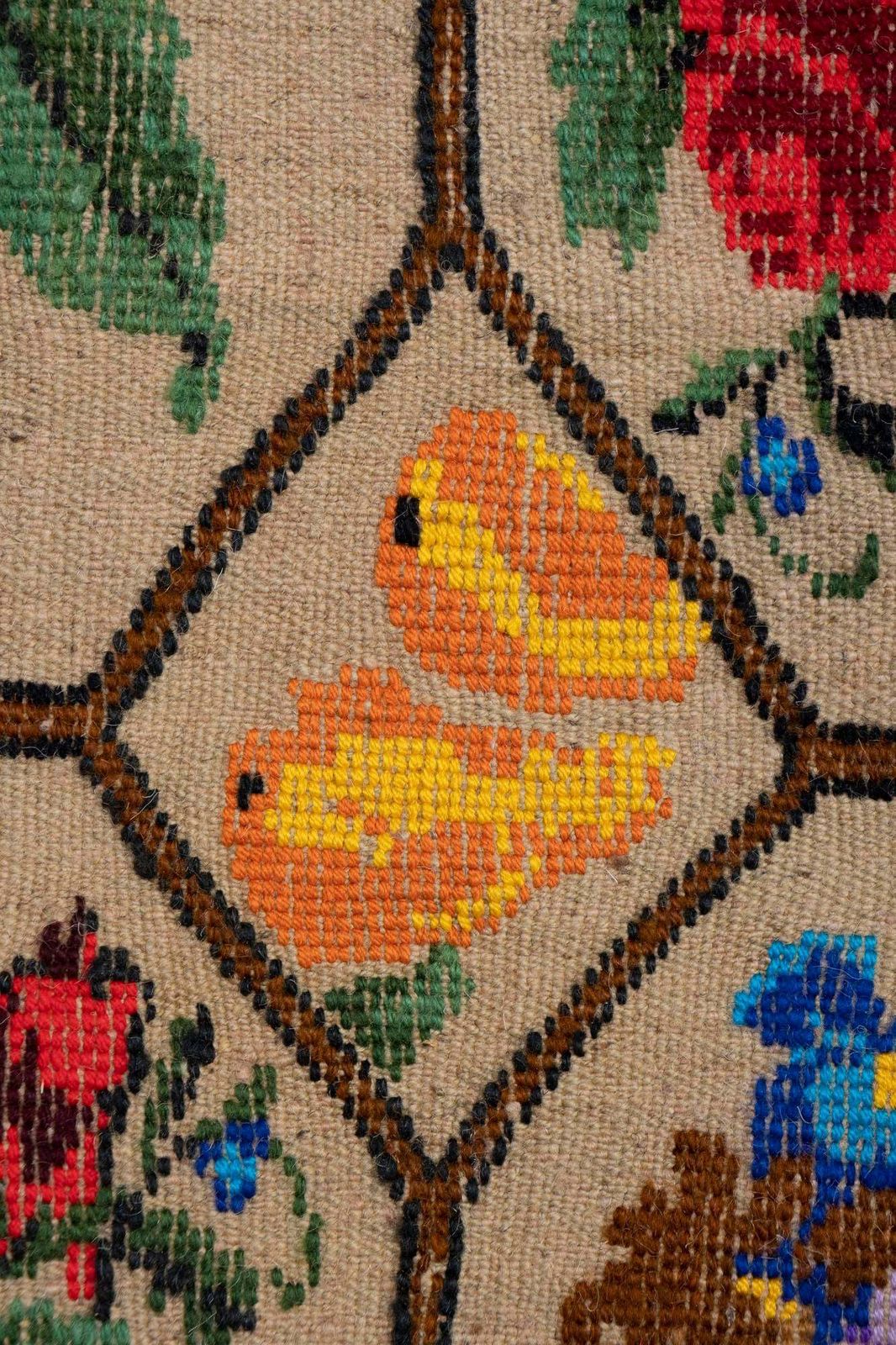 Vintage French Decor Aubusson Kilim Rug With Floral Design 4'11" X 6' photo for sale