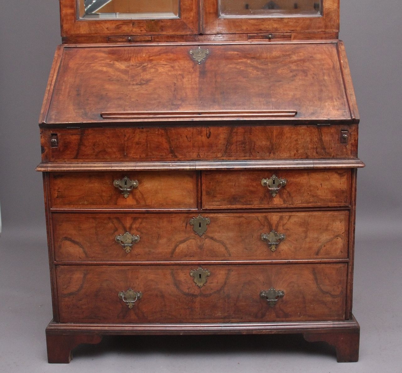 Early 18th Century Walnut Bureau Bookcase photo vintage