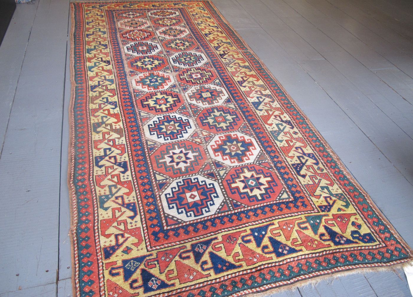 photo furniture Antique Moghan Rug With Memling Guls, Caucasus Circa 1870, 2.60m X 1.20m
