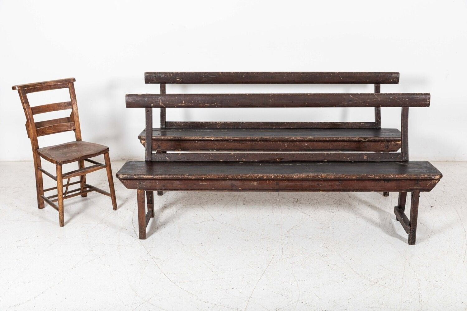 Pair 19thc English Pine Chapel Benches photo Furniture