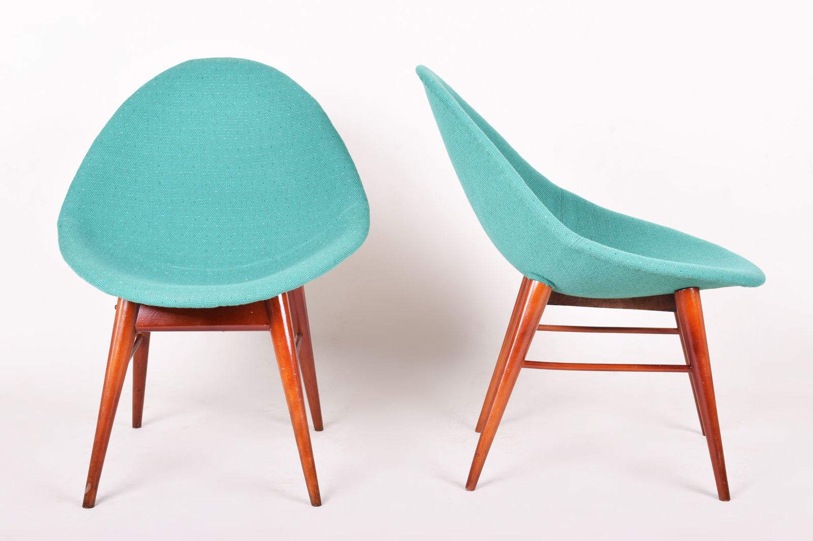 Pair Of Blue Mid Century Chairs, Made In 1960s Czechia. Fully Restored. Navrátil photo furniture