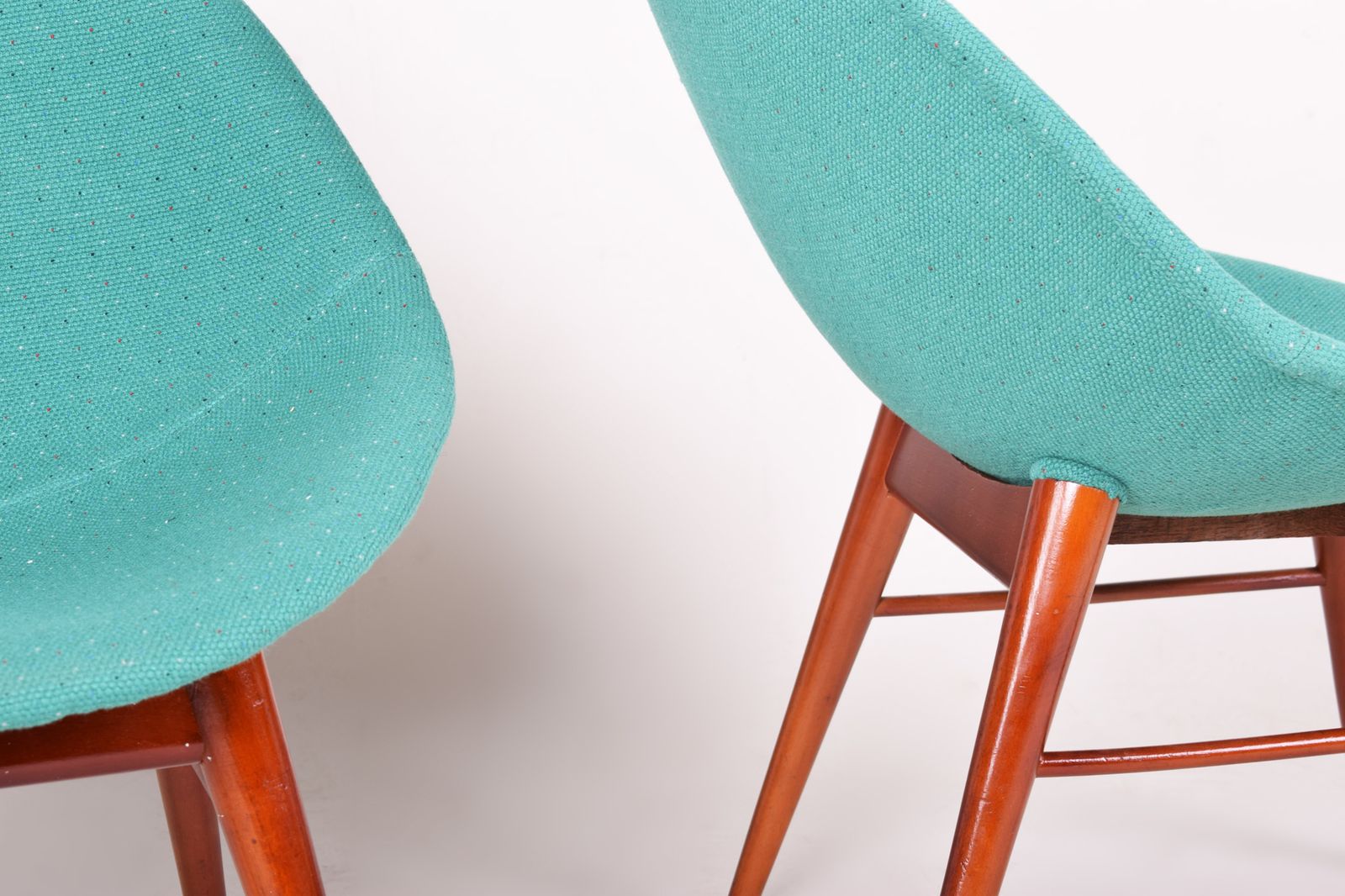 Pair Of Blue Mid Century Chairs, Made In 1960s Czechia. Fully Restored. Navrátil photo for sale