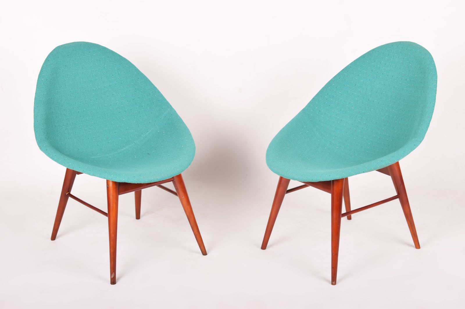 Pair Of Blue Mid Century Chairs, Made In 1960s Czechia. Fully Restored. Navrátil photo vinterior