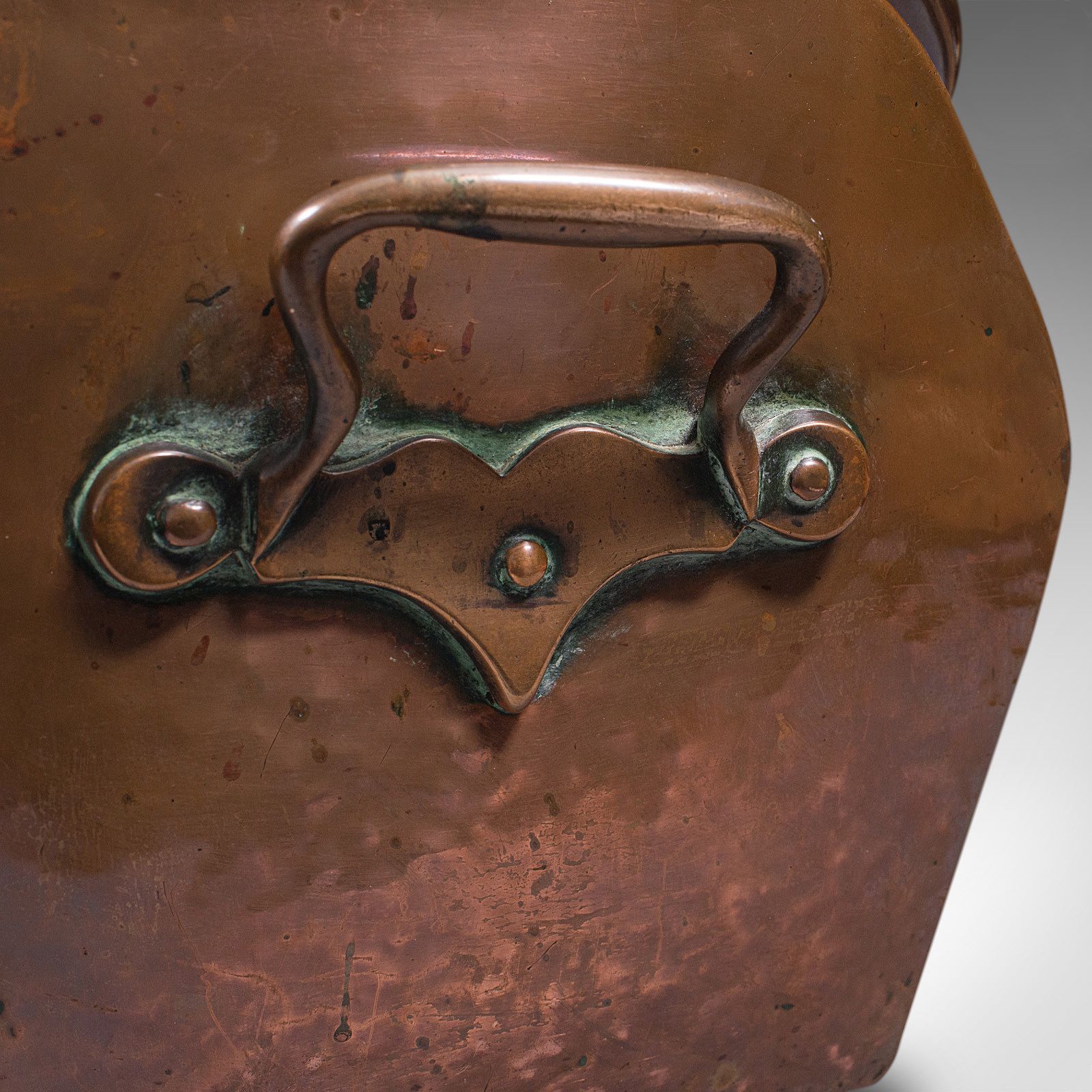 photo for sale Antique Coal Scuttle, English, Copper, Fireside Bucket, Scoop, C.1880