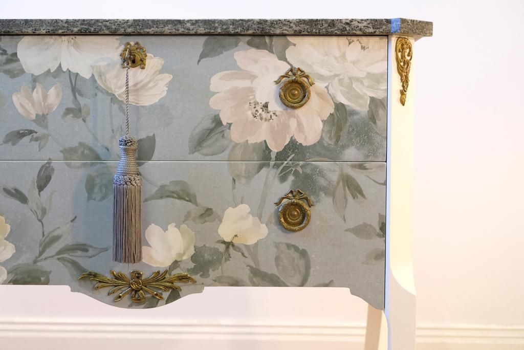 Classic Gustavian Louis XV Style Chests With Floral Pattern photo furniture