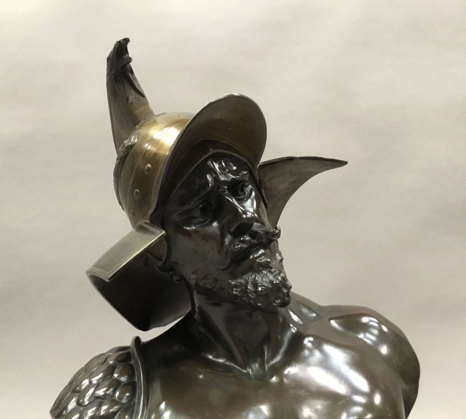 photo for sale Large C19th Bronze Bust Of Roman Gladiator