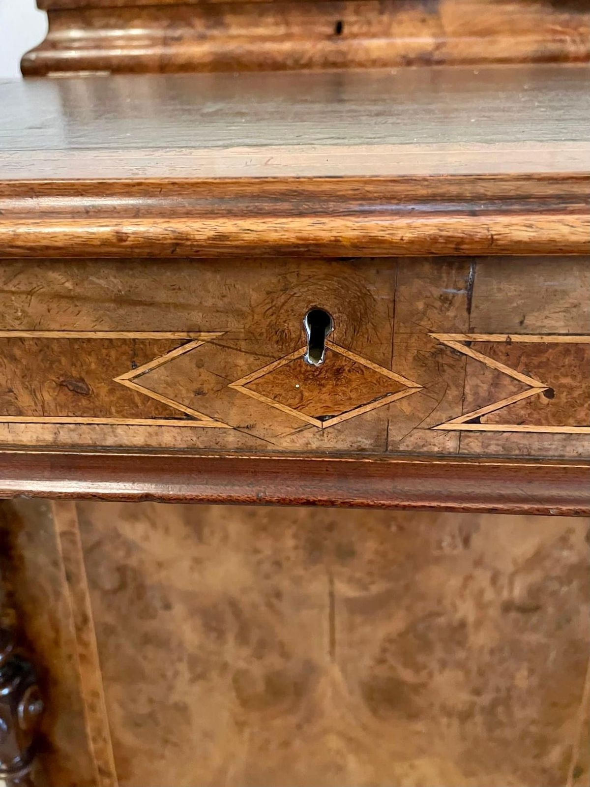 Antique Victorian Burr Walnut Inlaid Freestanding Davenport photo 1885.0