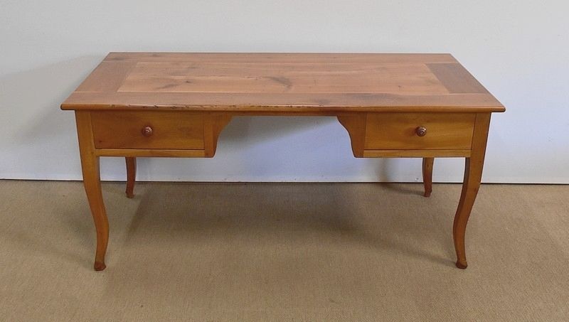 Large Louis XV Bureau Table In Solid Cherry Wood   Mid 19th Century