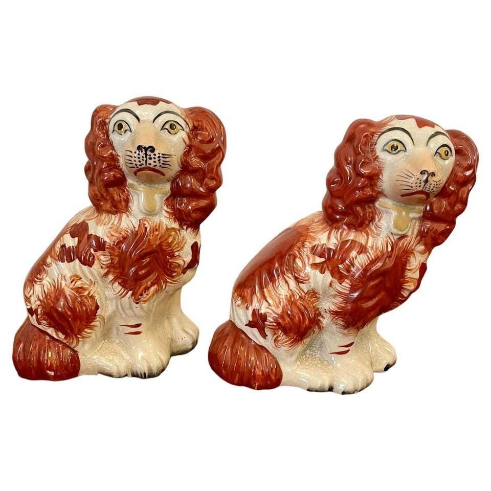 Pair Of Antique Victorian Staffordshire Dogs