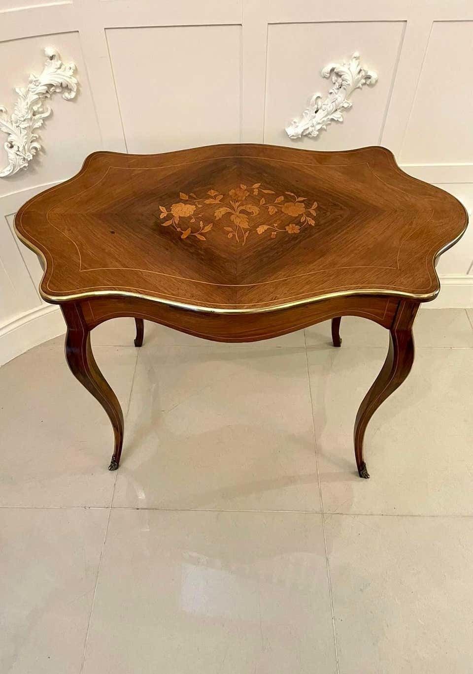 Quality Antique Louis XV French Marquetry Inlaid Center Table photo for sale