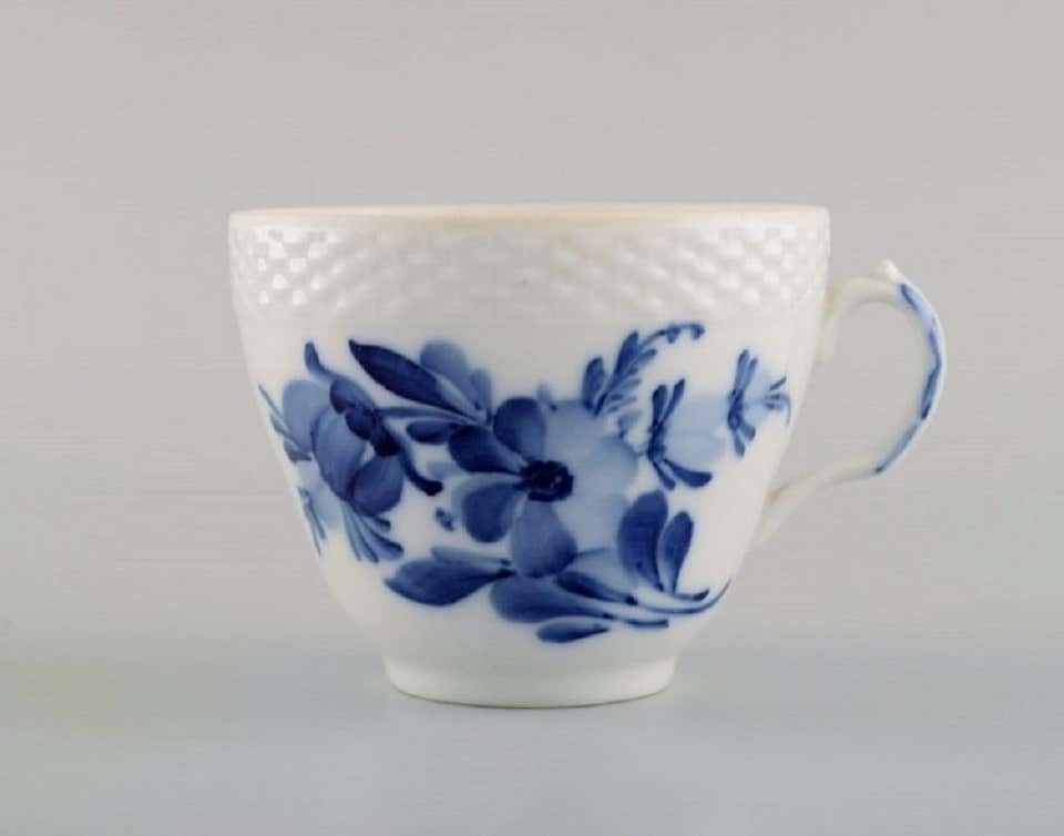 Eight Royal Copenhagen Blue Flower Braided Coffee Cups With Saucers, Mid 20th C photo for sale