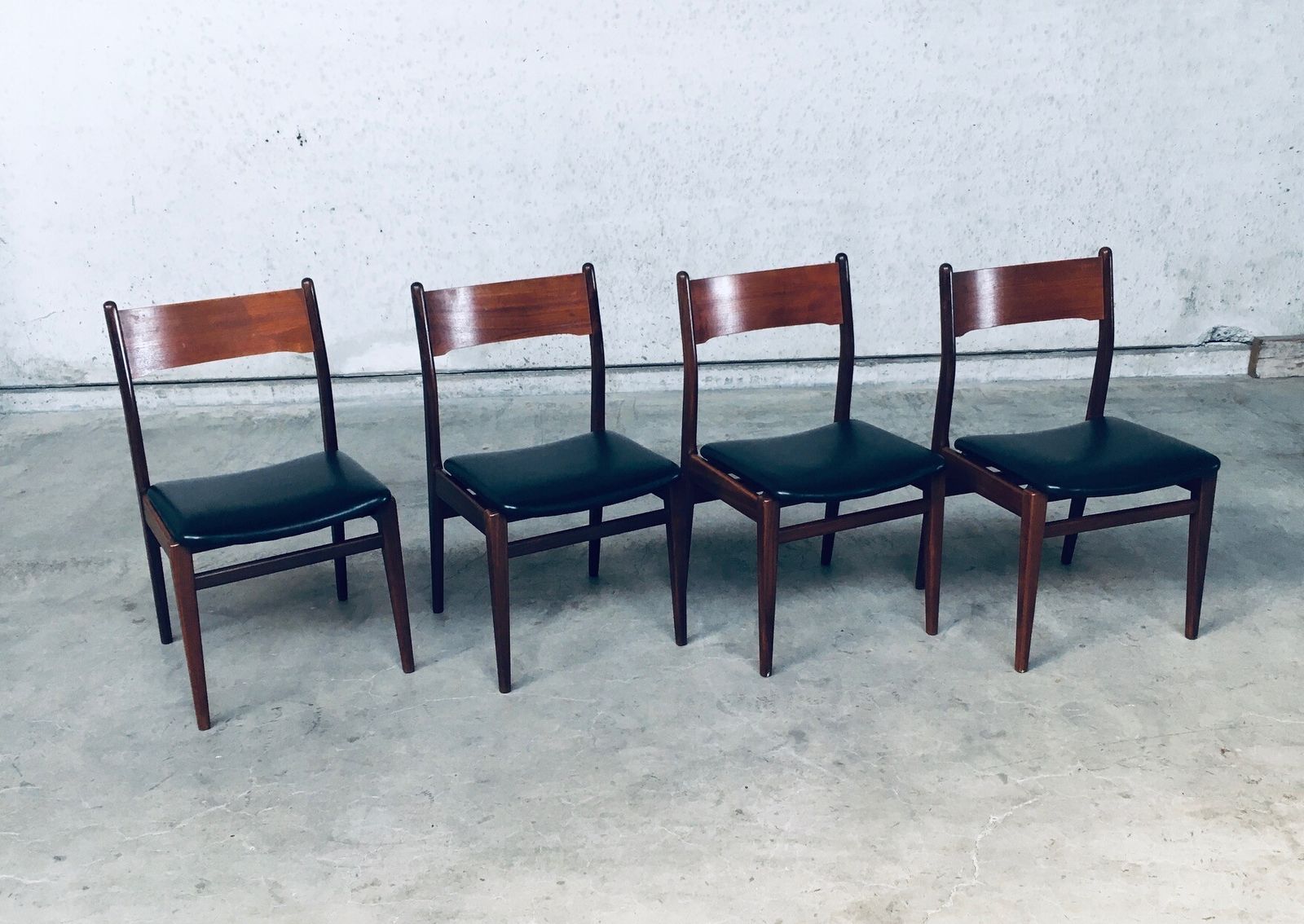 Midcentury Modern Scandinavian Design Teak Dining Chair Set photo for sale