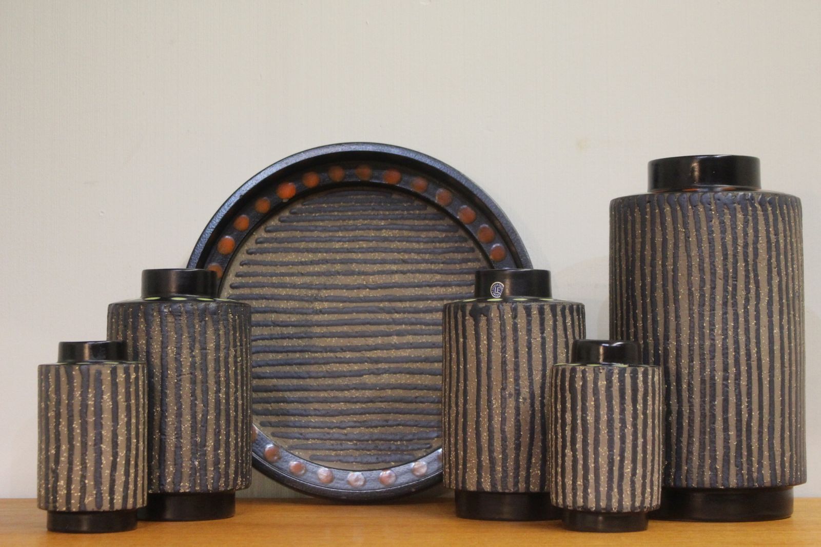 Rare 1960’s Group Of Upsala Ekeby Ringo Vases And Bowl By Mari Simmulson