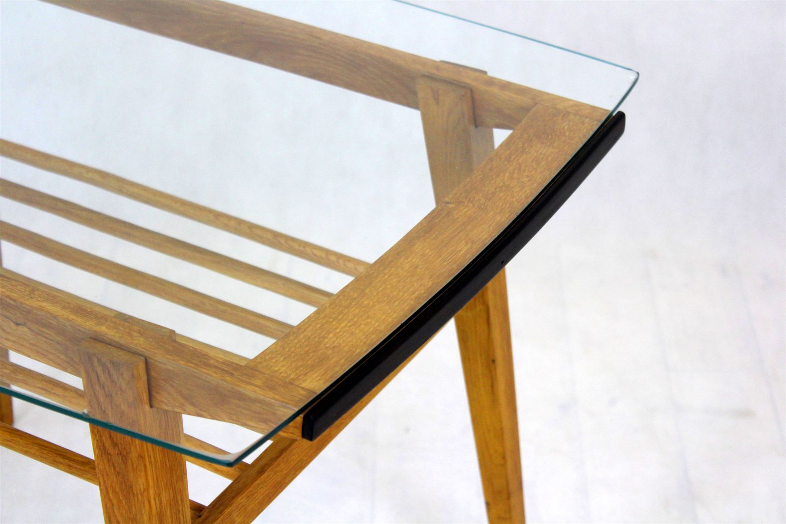 880.0 Wooden Coffee Table With Glass Top From Drevozpracujici Druzstvo, 1960s photo