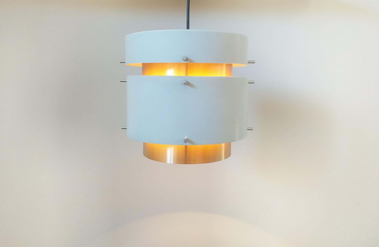 Pair Of Mid Century Pendants In Style Of Jo Hammerborg Denmark 1970s photo vinterior
