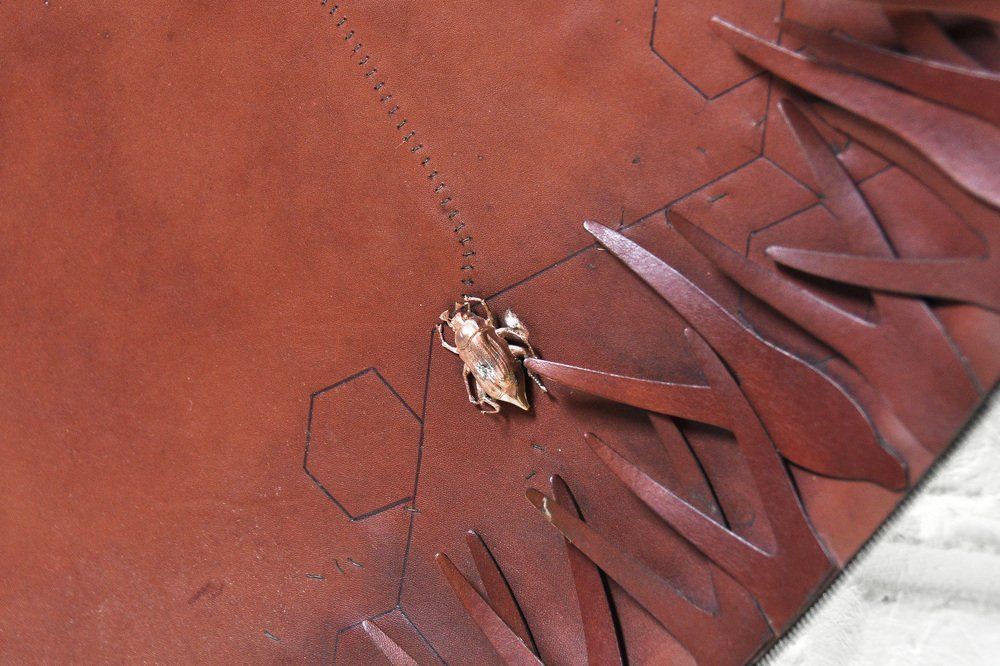Sculptural Free Form Leather Mirror, France, 1990s photo vinterior