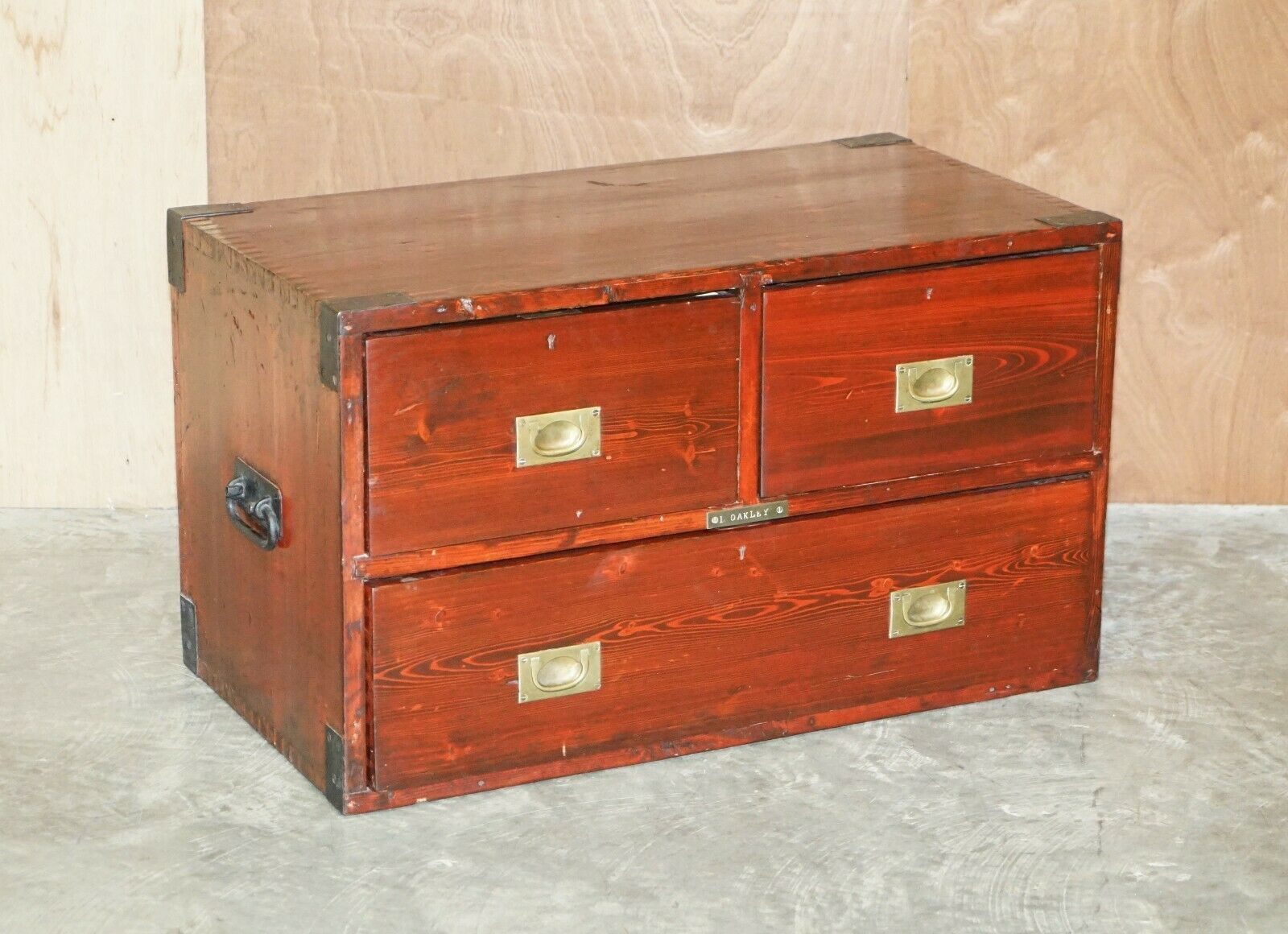 Antique Victorian Pitch Pine Military Campaign Used Chest Of Drawers photo furniture