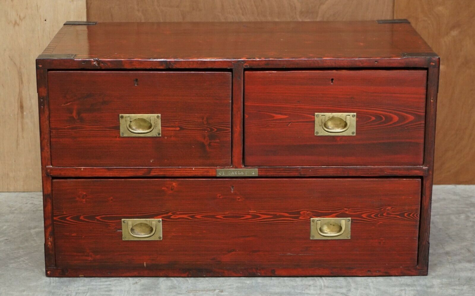 Antique Victorian Pitch Pine Military Campaign Used Chest Of Drawers photo Furniture