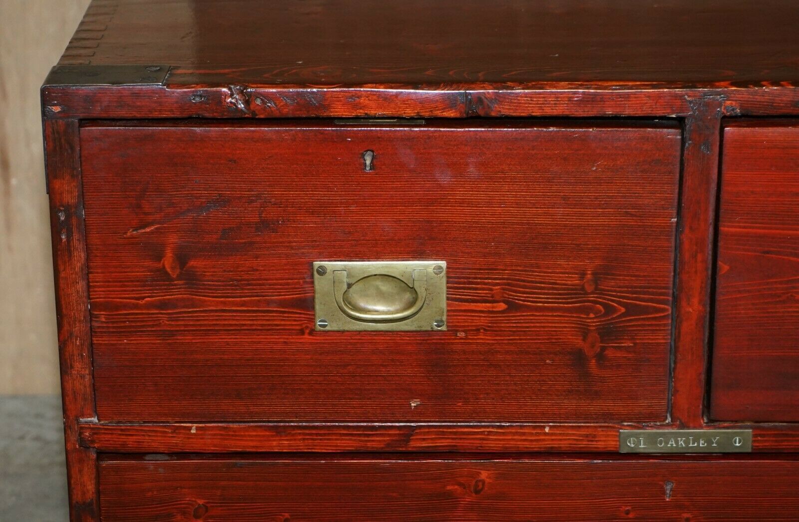 Antique Victorian Pitch Pine Military Campaign Used Chest Of Drawers photo vintage