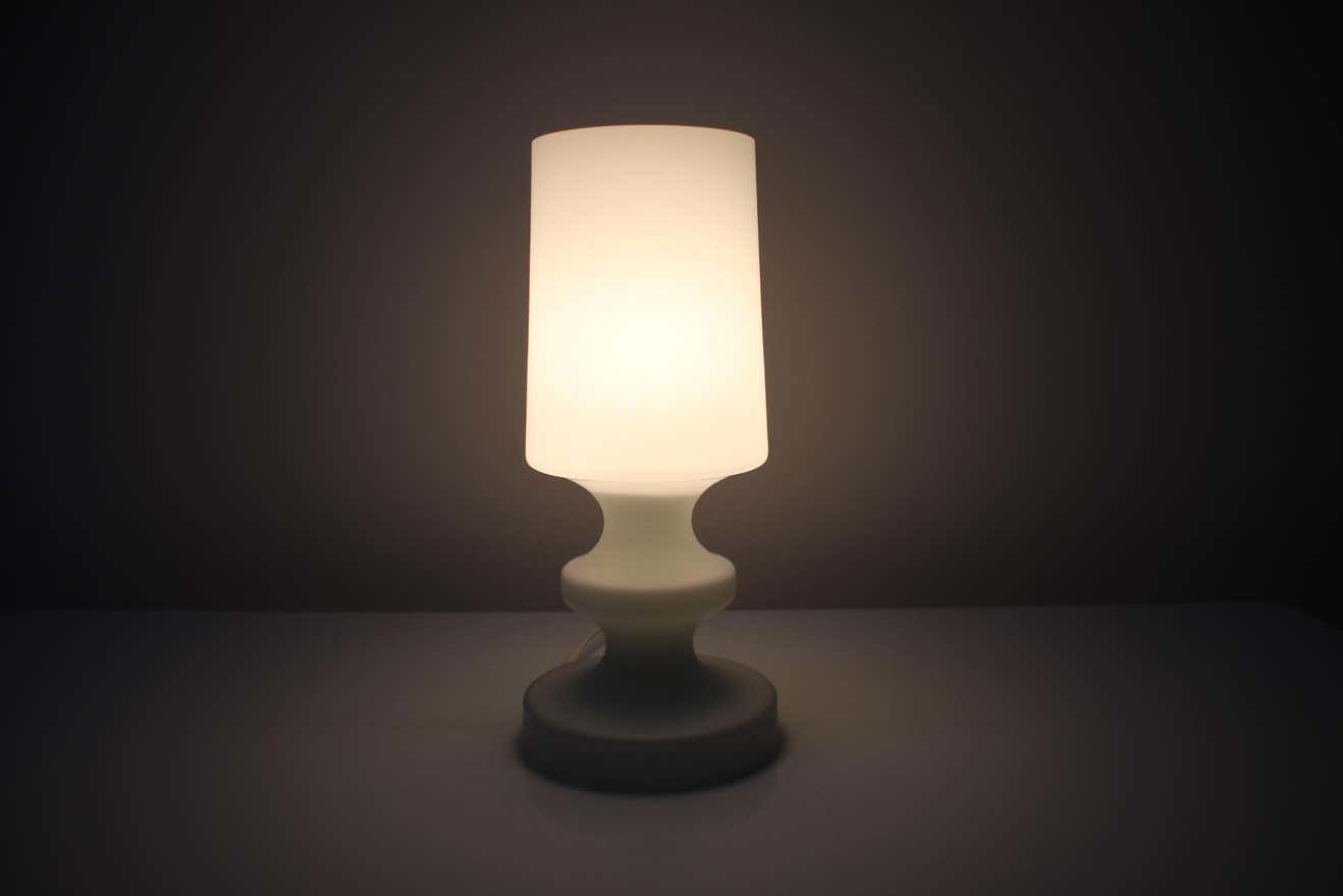 Mid Century All Glass Table Lamp/ Osvětlovací Sklo Valašské Meziříčí, 1970's. photo vintage