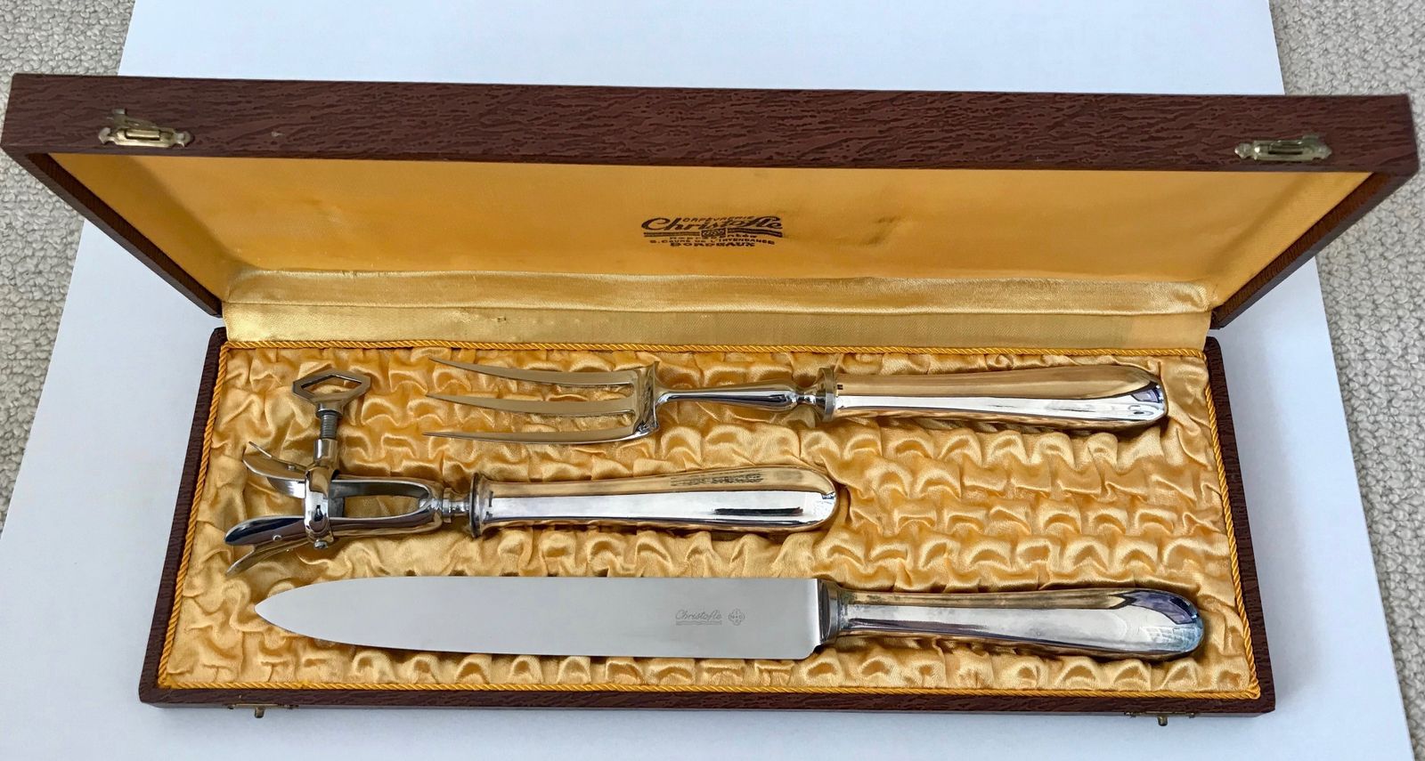 "Christofle"  French Antique Silver Plated Meat Server Set Of 3