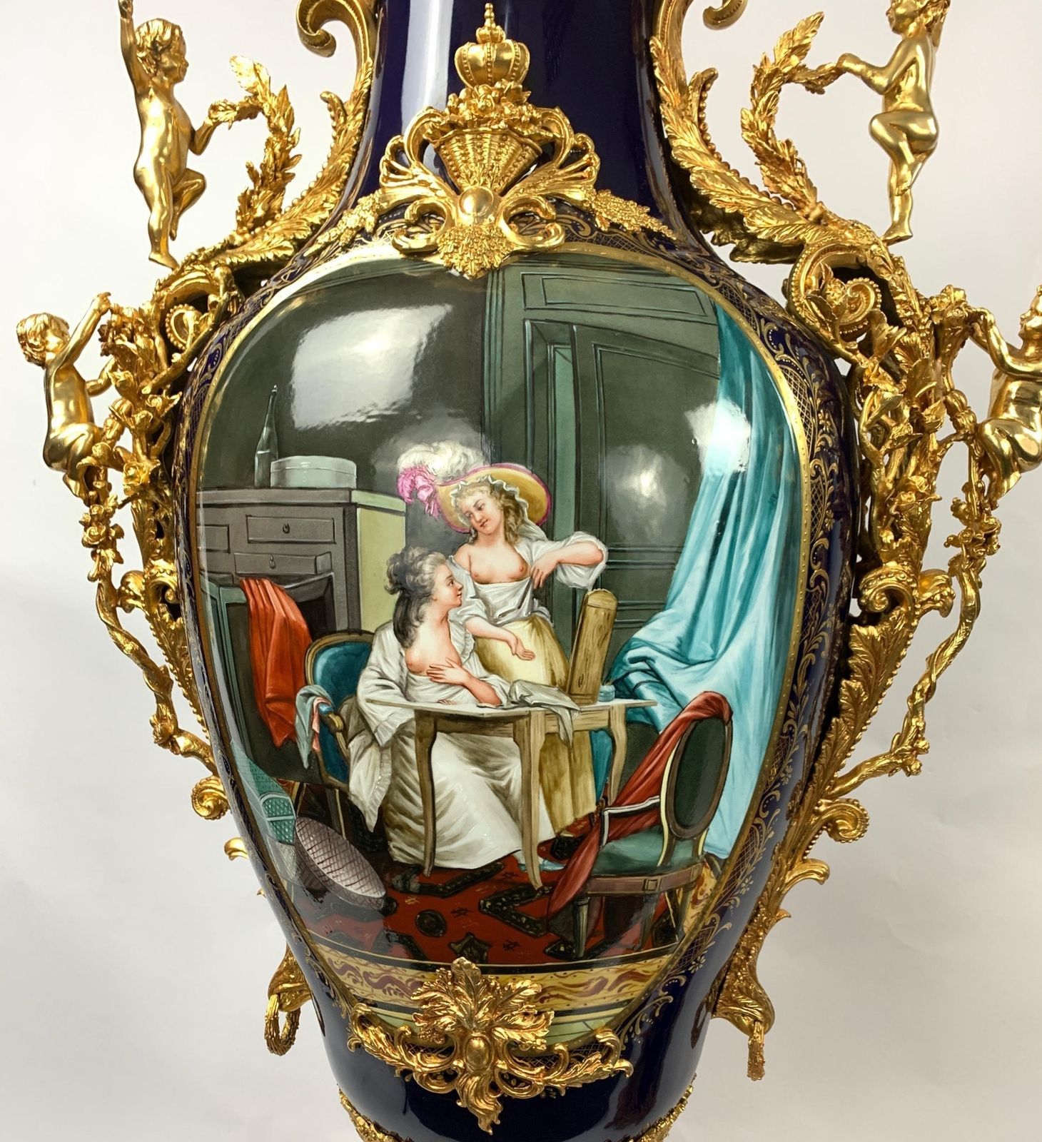 Large Pair Of Porcelain And Gilt Metal Vases photo vinterior