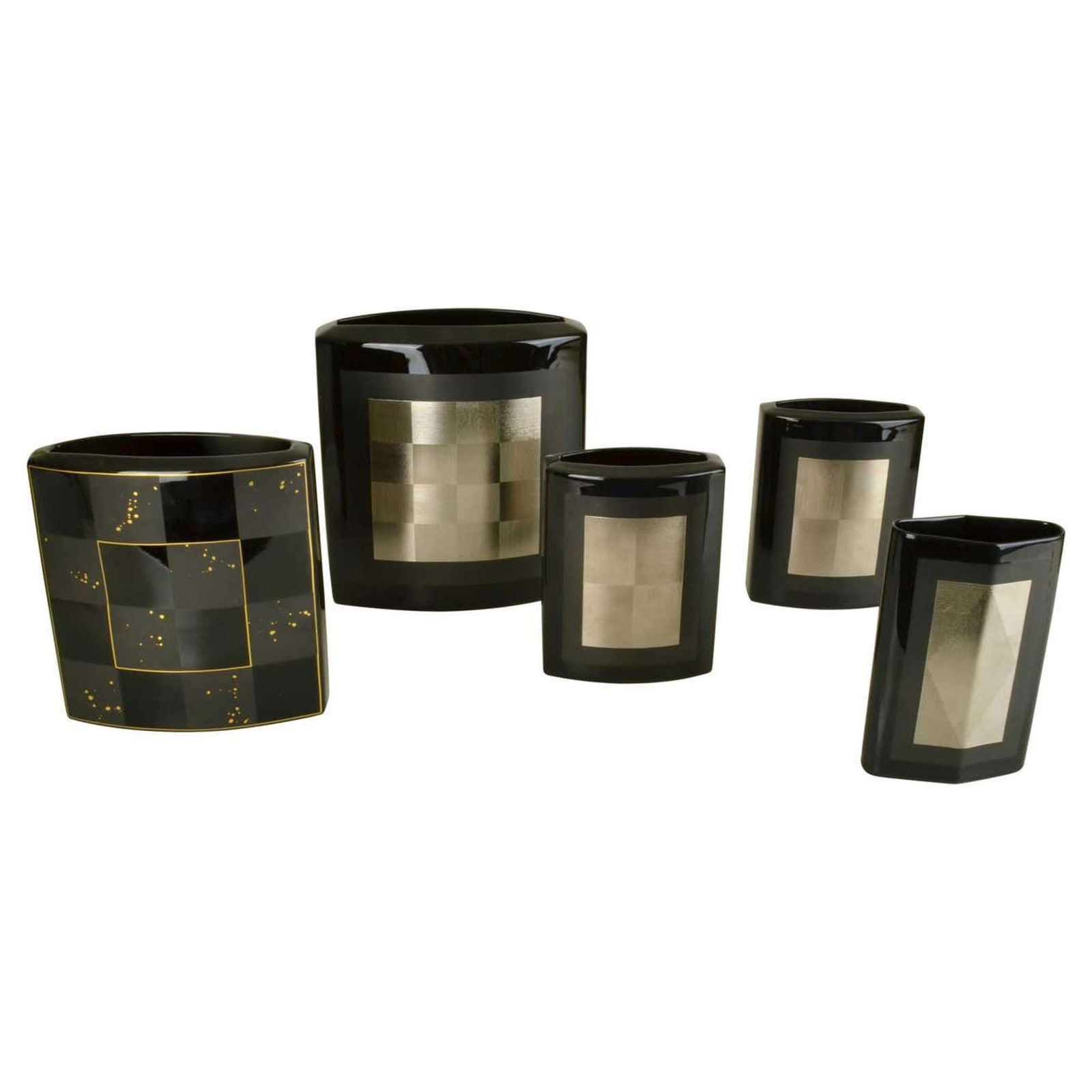 Set Of Five Porcelain Black Studio Line Vases Rosenthal By Dresler And