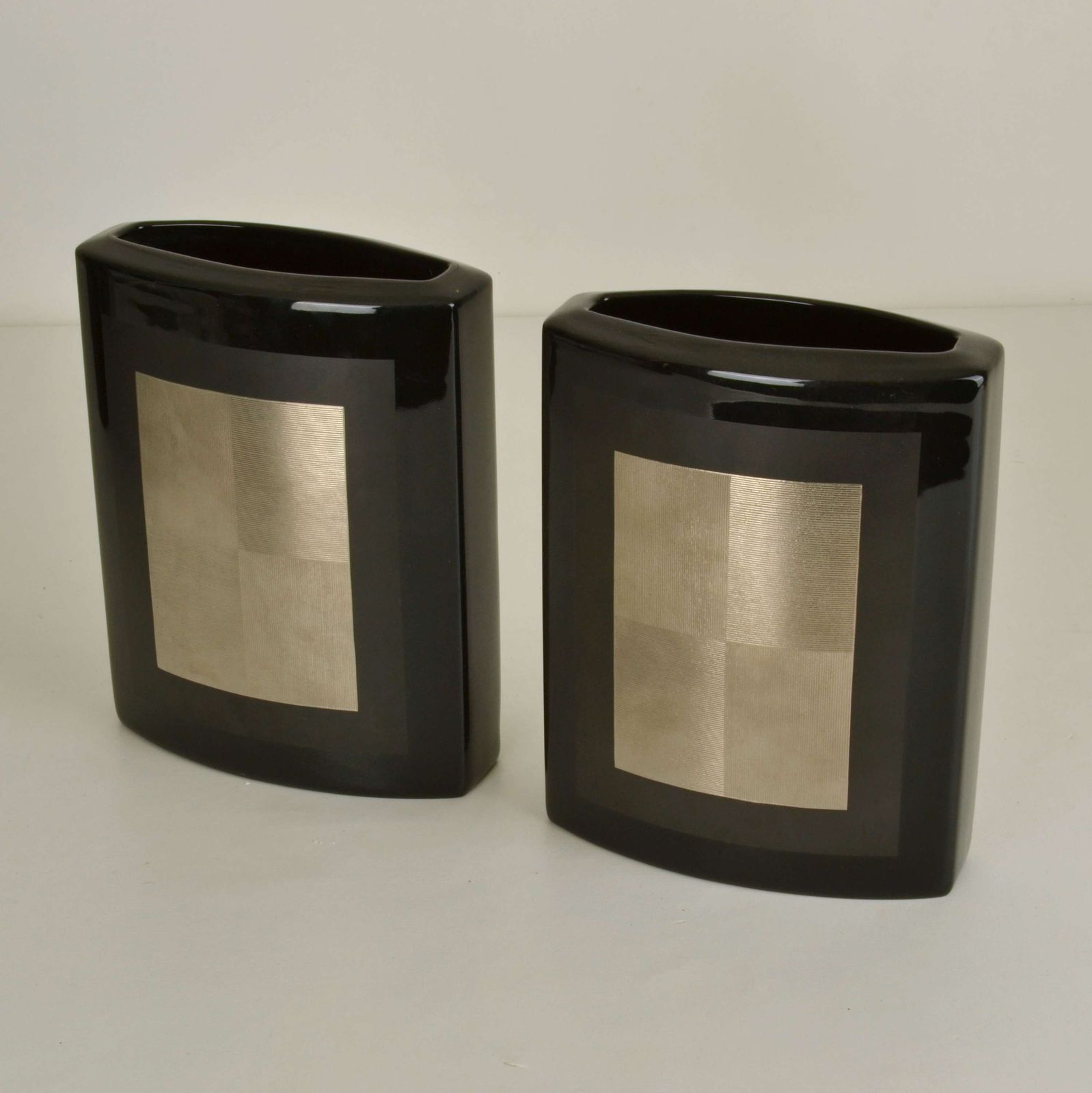 Set Of Five Porcelain Black Studio Line Vases Rosenthal By Dresler And photo vintage