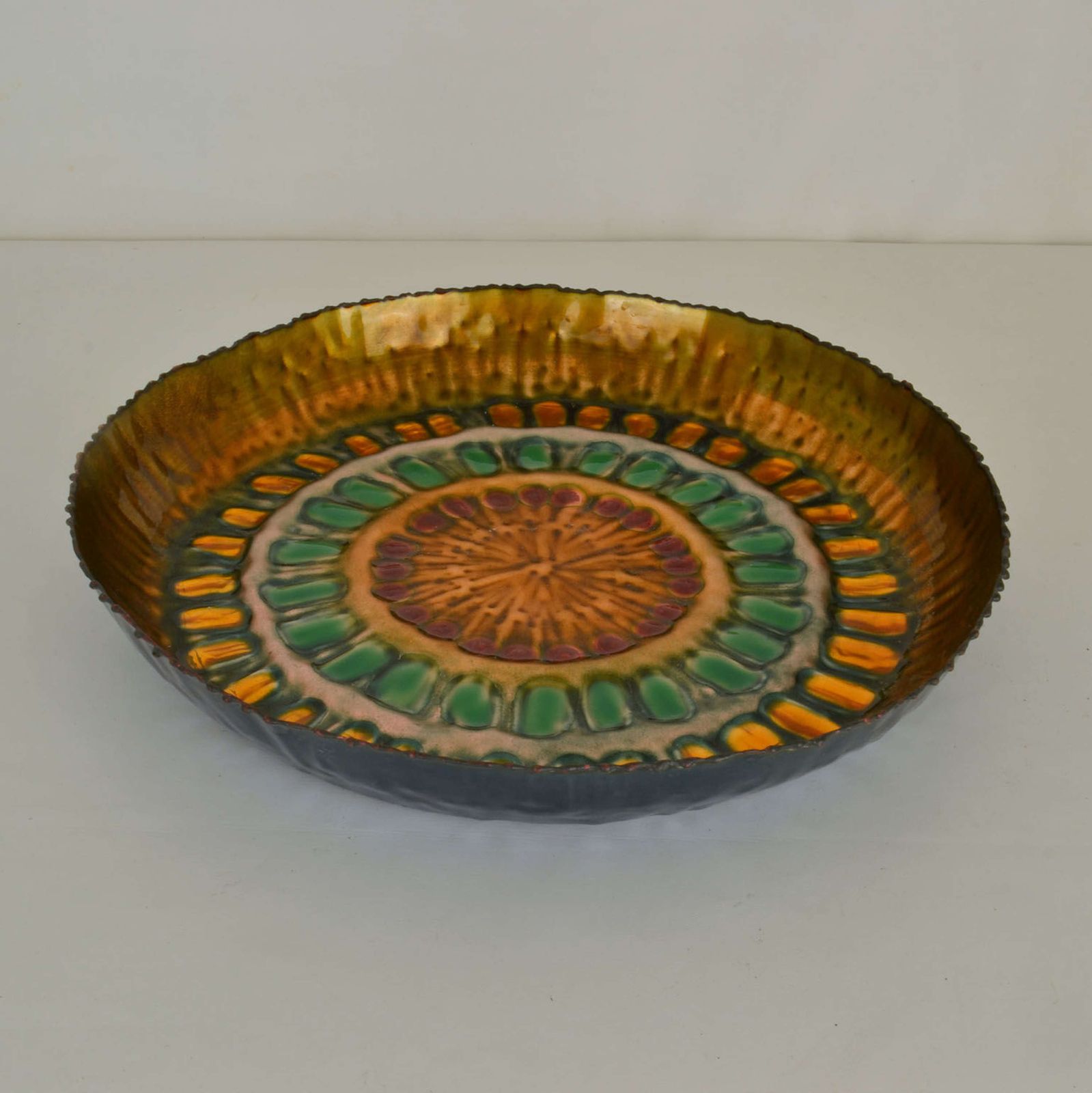 Gold Enamel Large Dish Italy 1960's In The Style Of Paolo De Poli photo furniture