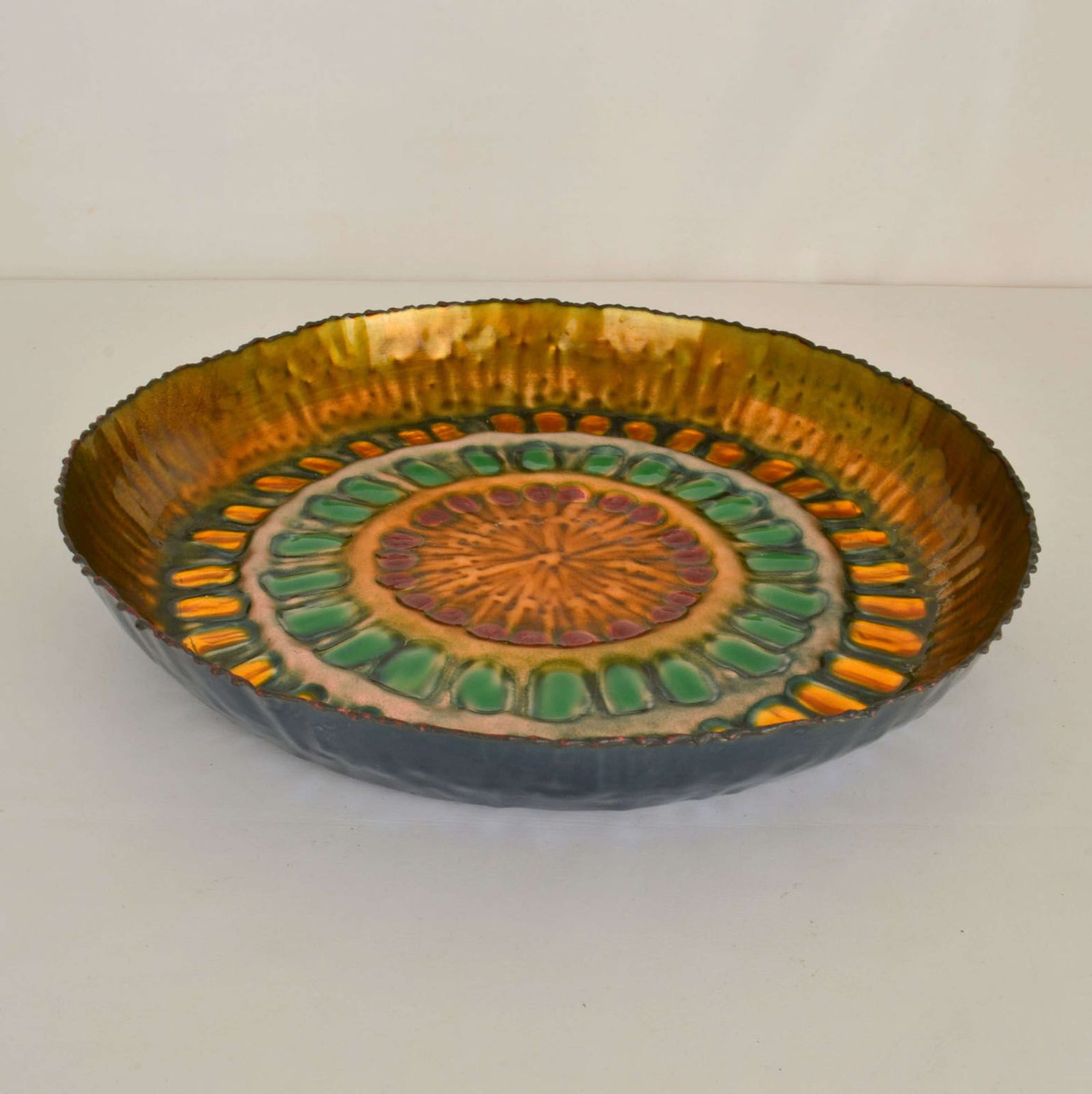 Gold Enamel Large Dish Italy 1960's In The Style Of Paolo De Poli photo 500.0