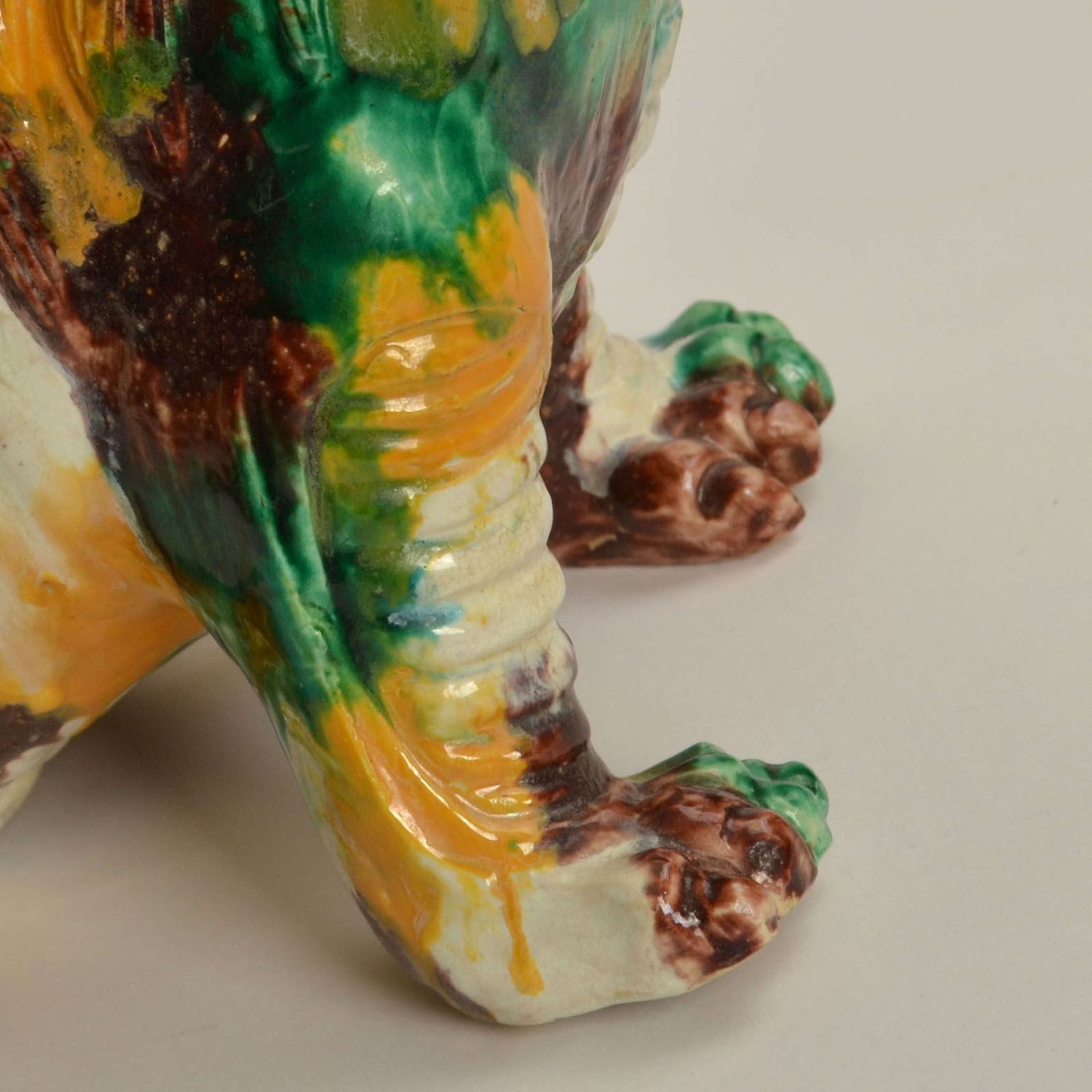 photo buy Pair Of Chinese Qilin 20th Century In Sancai Glazed Ceramic