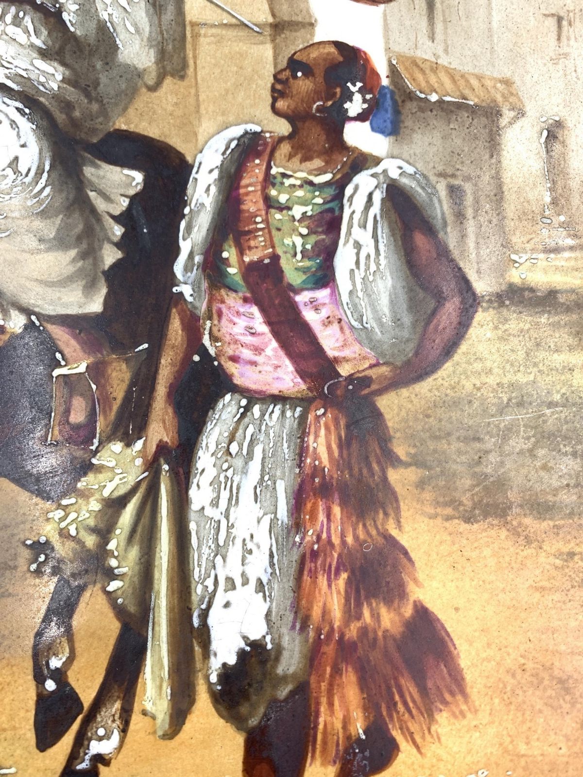 Porcelain Plate Depicts Arab Horseman, France, 19th Century photo for sale