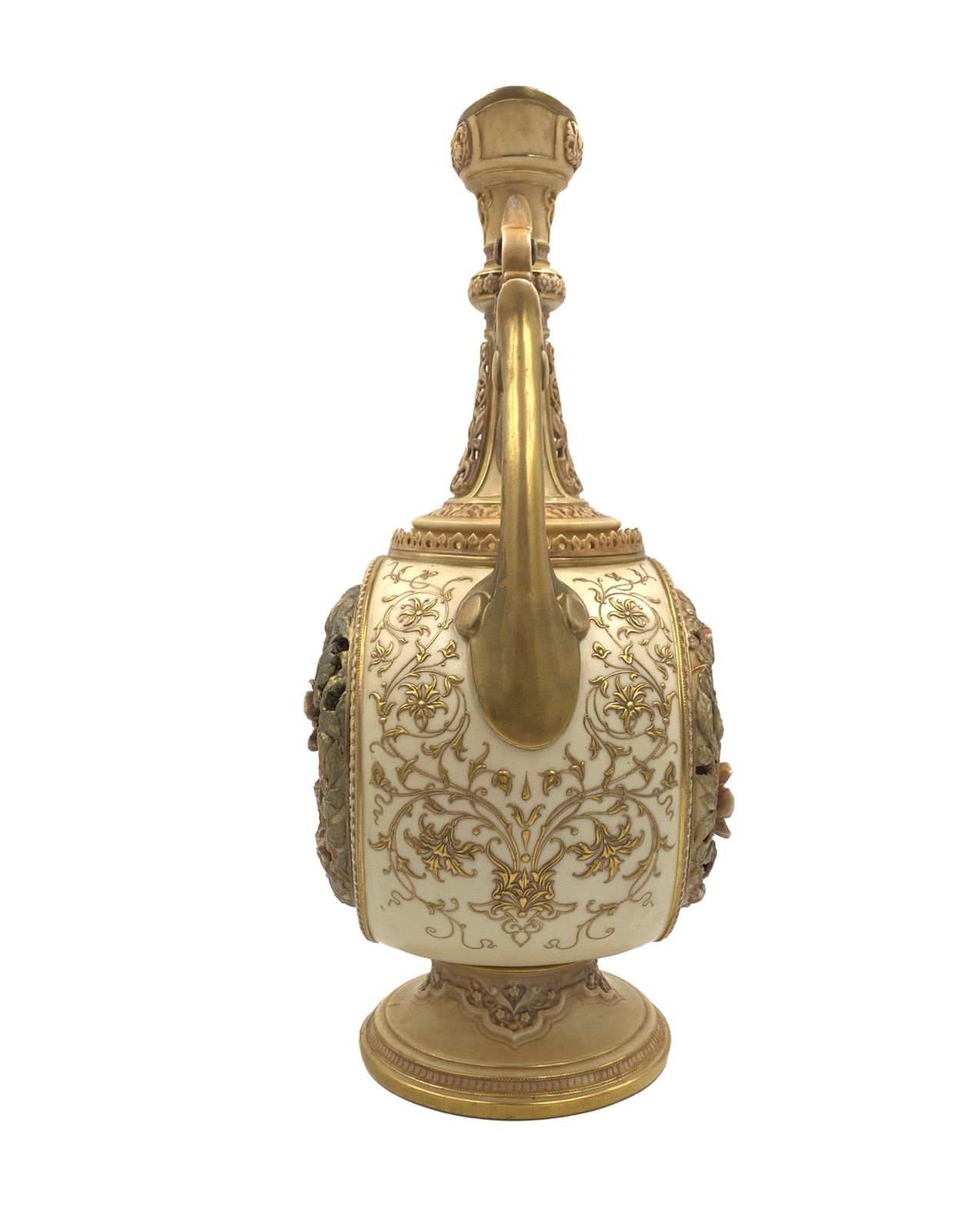 Late 19th Century Floral Gilt Decorated Royal Worcester Porcelain Vase photo Home Decor