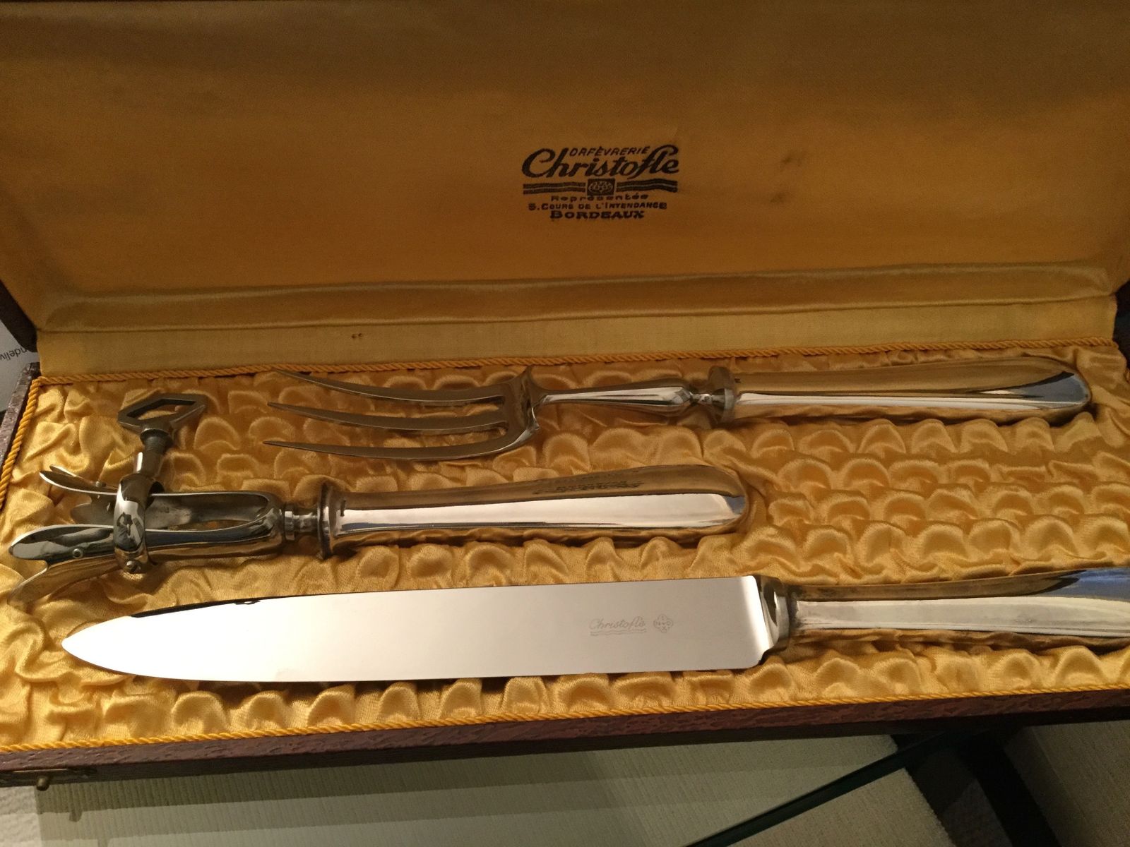 "Christofle"  French Antique Silver Plated Meat Server Set Of 3 photo 730.0