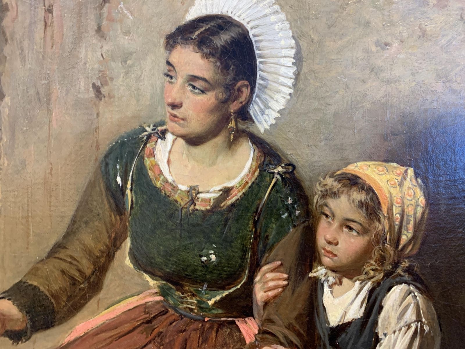 Art Large Northern European Portrait Of A Peasant Women And Her Children photo