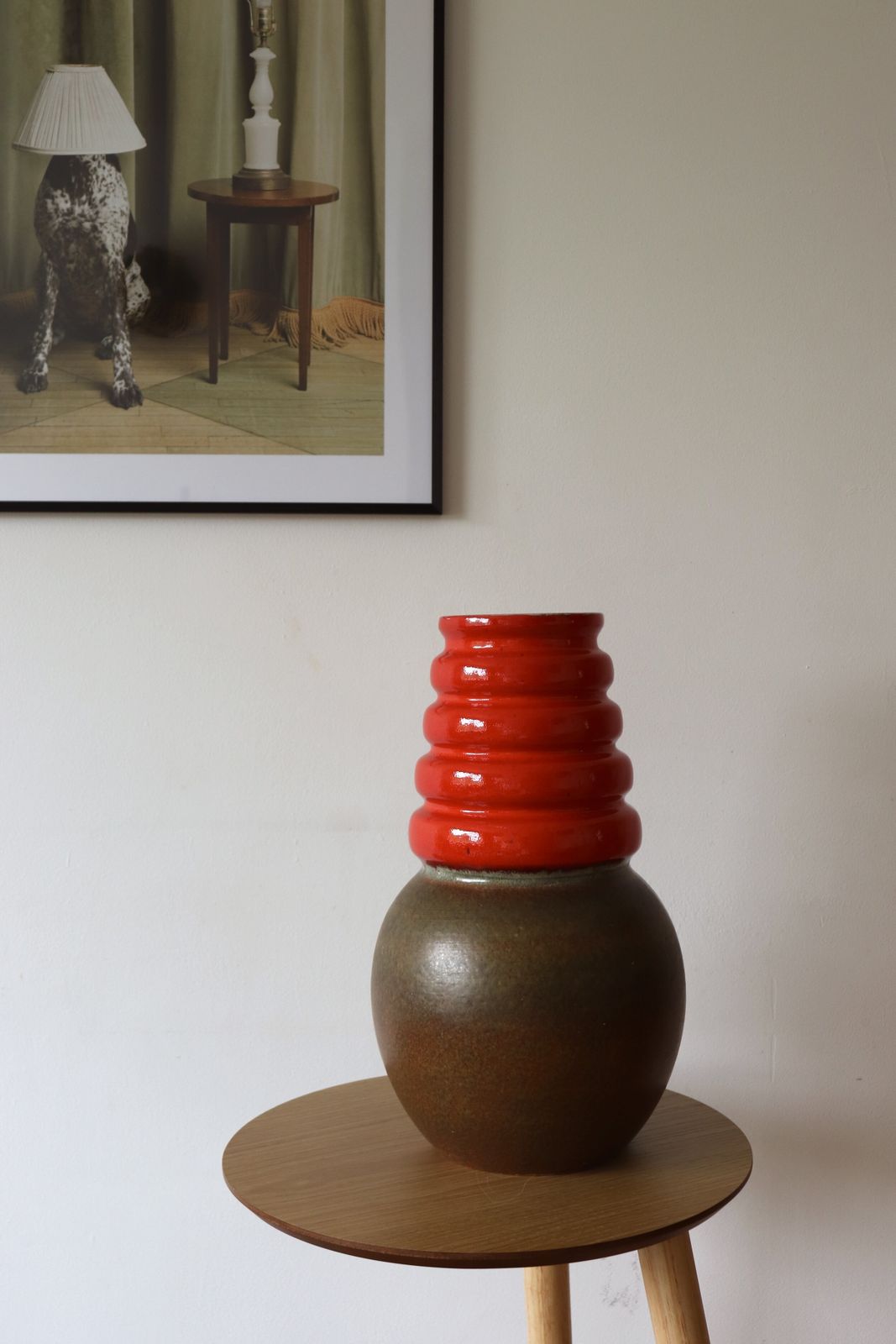 Vintage 1970s West German Pottery Vase Large Red photo vintage