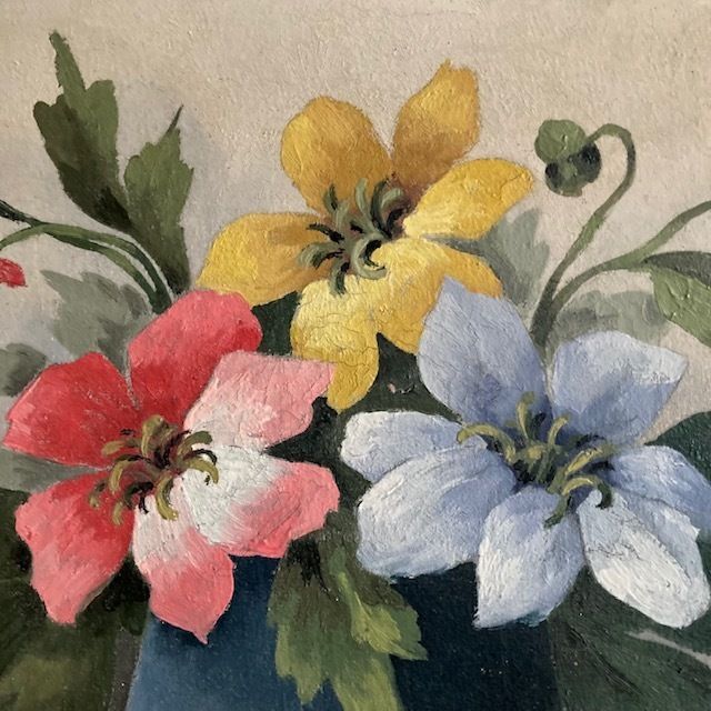 Flowers In Blue Vase, 1950s, Vintage photo for sale